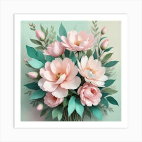 Pink Flowers In A Vase 1 Art Print