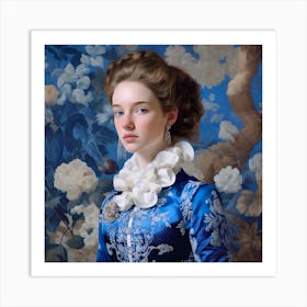 Portrait Of A Lady In Blue Art Print