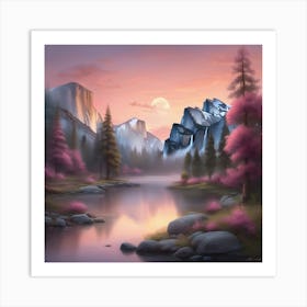 Sunset In Yosemite Soothing Pastel Landscape Art Print