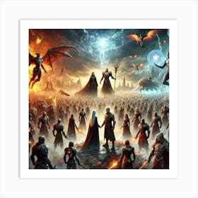 An Epic Final Battle Scene Where All Factions Gath Converted Art Print