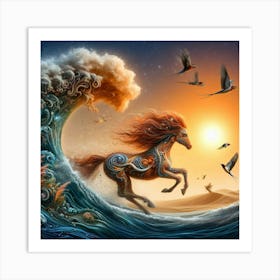 Horse On A Wave Art Print