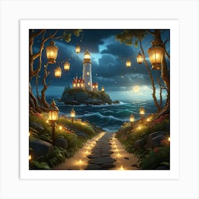 Lighthouse And Lanterns Art Print