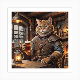 Cat At The Bar Art Print