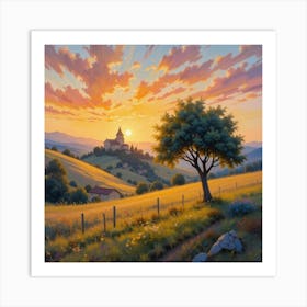 sunset in Provence Art Print