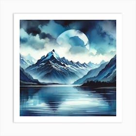 Moonlight Over Lake Art Print