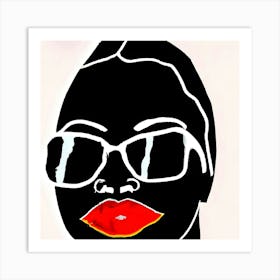 Black Woman With Red Lips Art Print