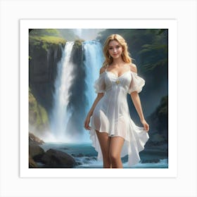 Sexy Girl In White Dress Art Print