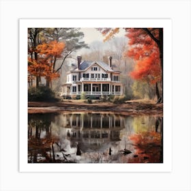 Fall House In The Woods Art Print