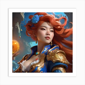 Girl Holding A Golden Ball Art Print