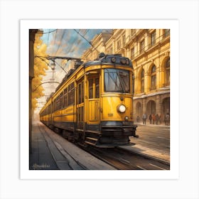 Budapest Tram - Line Art  Art Print