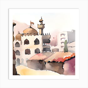 Watercolor Of A Mosque Art Print