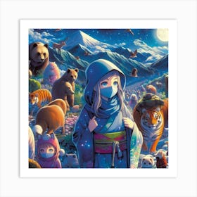 Ninja Girl In The Forest Art Print