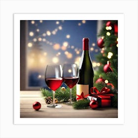 Christmas Wine Art Print