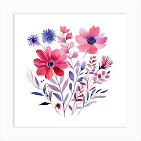 Watercolor Flowers Art Print