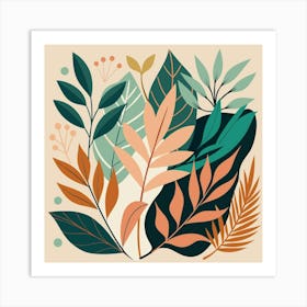 Neutral Abstract Leaves Art Print 1 Art Print