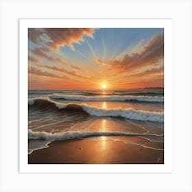 Sunset On The Beach Paintings Art Print 1 Art Print