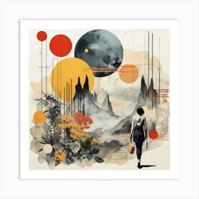 Woman In Space Art Print