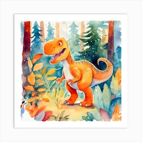 Dinosaur In The Forest Art Print