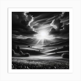 Black And White Landscape Painting Art Print