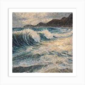An Artistic Painting Depicting Beach Waves (1) (1) Art Print