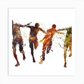 Olympic Runners Watercolor Illustration Art Print