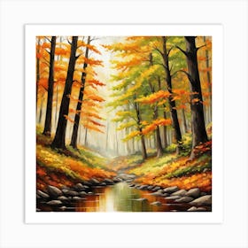 Forest In Autumn In Minimalist Style Square Composition 11 Art Print