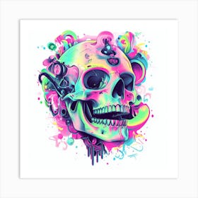 Skull Psychedelic Art 2 Art Print