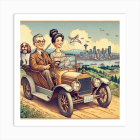 Couple In A Car 1 Art Print