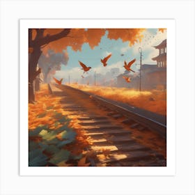 Train Tracks In Autumn 1 Art Print