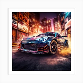 Race Car In A City Art Print