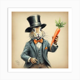 Rabbit In Top Hat 5 Art Print