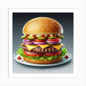 Hamburger On A Plate Art Print