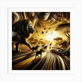 Lions In The Sunset Art Print