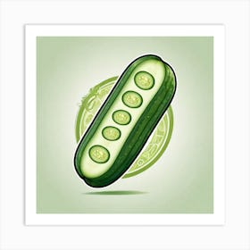 Cucumber On A Green Background 3 Art Print