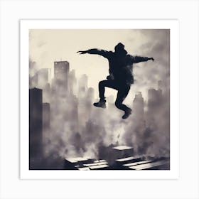 Skateboarder In The City Art Print