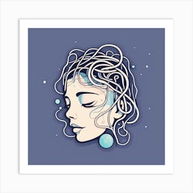 Girl With Curls Art Print