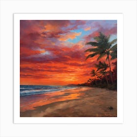 Sunset On The Beach Art Print