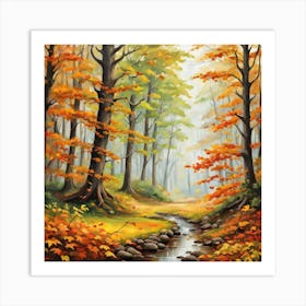 Forest In Autumn In Minimalist Style Square Composition 116 Art Print