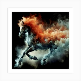 Horse In Smoke Art Print