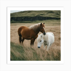 Two Horses In The Grass Art Print