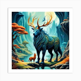 Deer In The Forest 4 Art Print