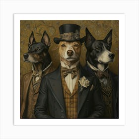 Three Dogs In Tuxedos Art Print