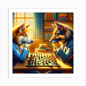 Dog Chess Match Art Print