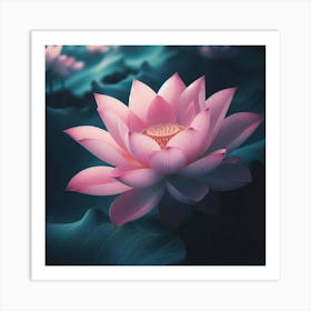 Aesthetic style, Large pink lotus flower 4 Art Print