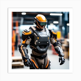 Futuristic Robot In Warehouse Art Print