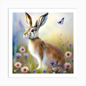 Hare Midst Love In A Mist Scottish Mountains Art Print