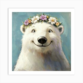 Polar Bear With Flower Crown 3 Póster