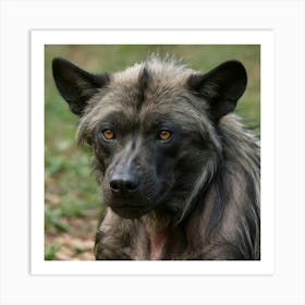 Hybrid wolf gorilla with large ears of an African Wild Dog a hairless appearance like Mexican hairless dog 1 Art Print