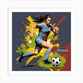 Soccer Player Kicking The Ball Art Print