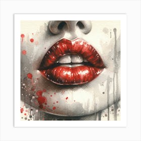 Watercolor Woman Lips #2 Art Print